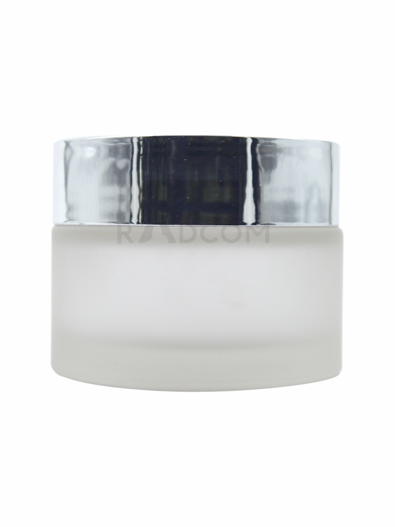 50Gm Shine Mesh Jar - Frosted-With Plastic Silver Cap With Inner Lid